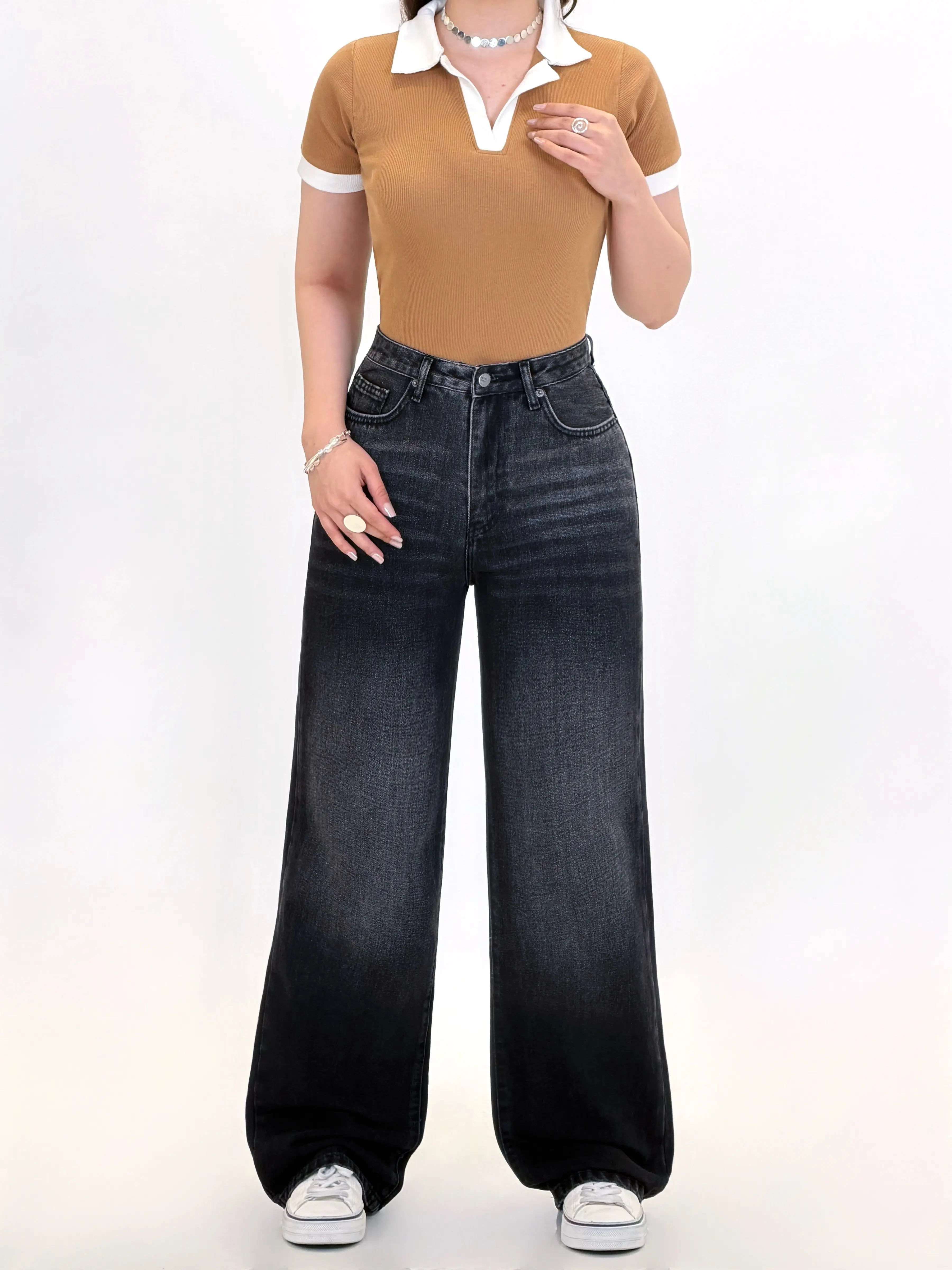 7153-شلوار جین نیم بگ کد 300010153
